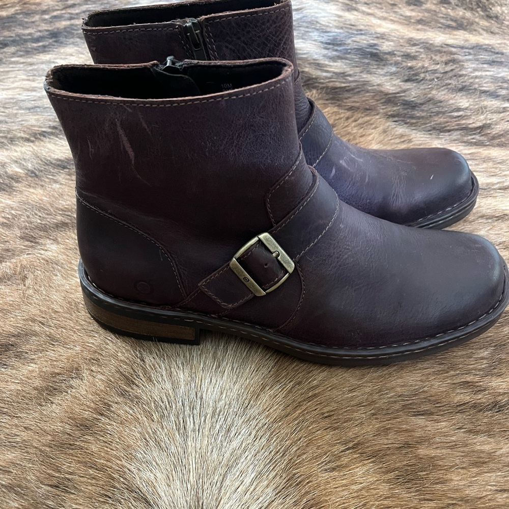 Born Dark Brown Leather Ankle Boots - Picture 4 of 9